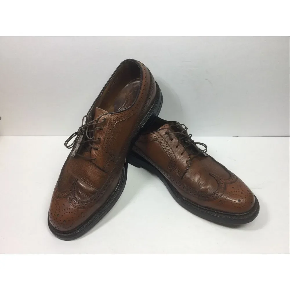 VINTAGE Florsheim Mens Shoes 8.5D Imperial‎ Longwing V Cleat 5 Nail Brown 93602